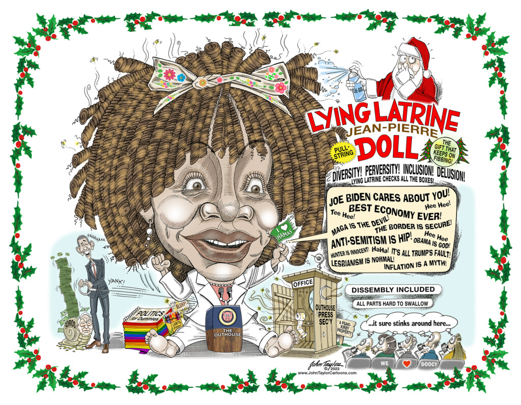 Lying Latrine Jean-Pierre Doll Political Cartoon Karine Jean-Pierre, Lying White House Press Secretary