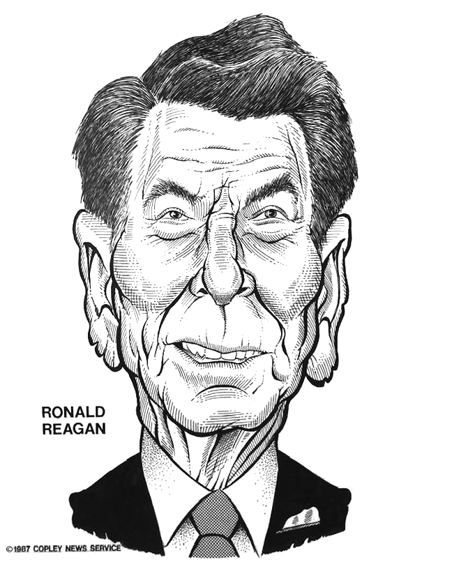 Caricature of Ronald Reagan