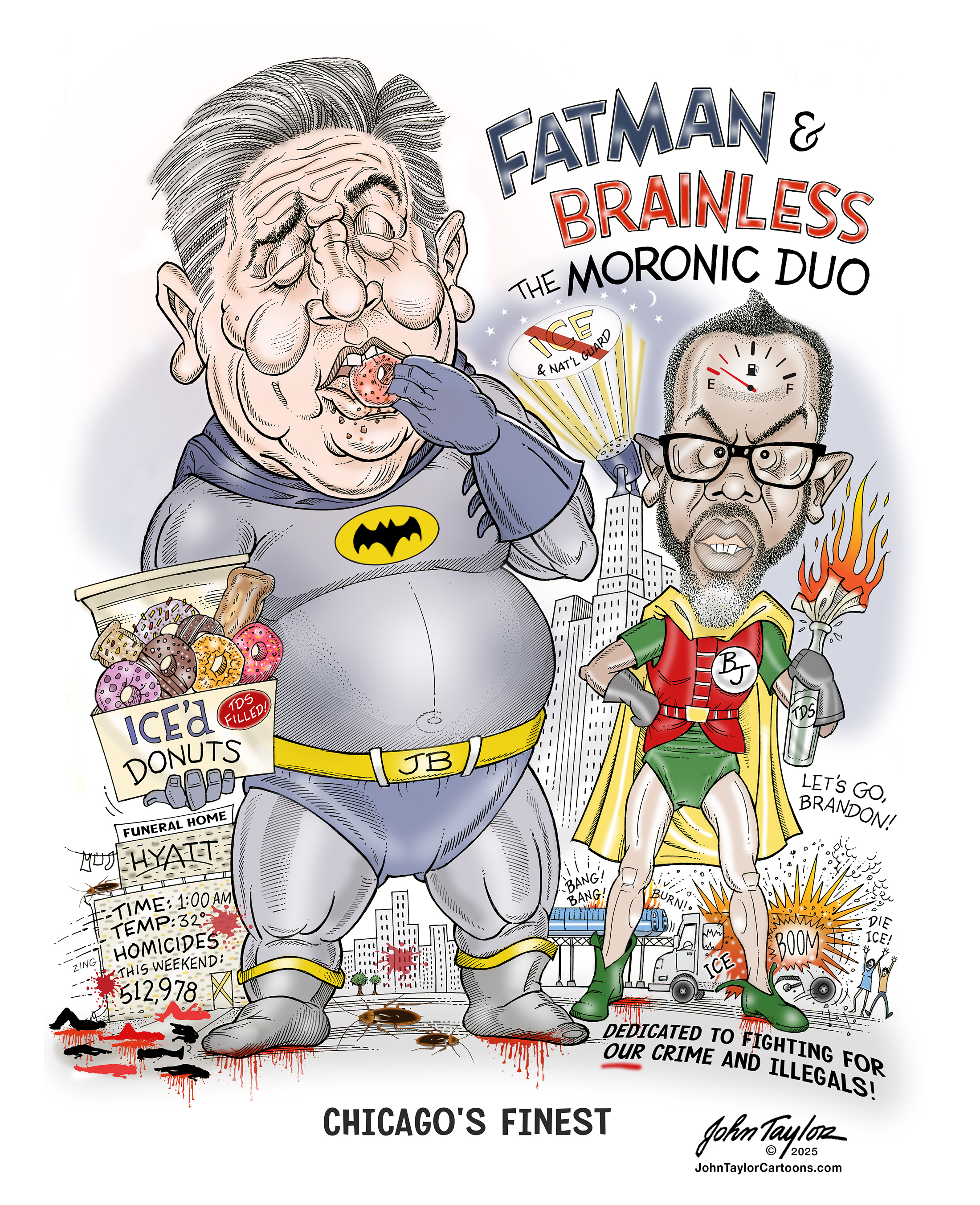 Illinois Governor JB Pritzker and Chicago Mayor Brandon Johnson - The Moronic Duo